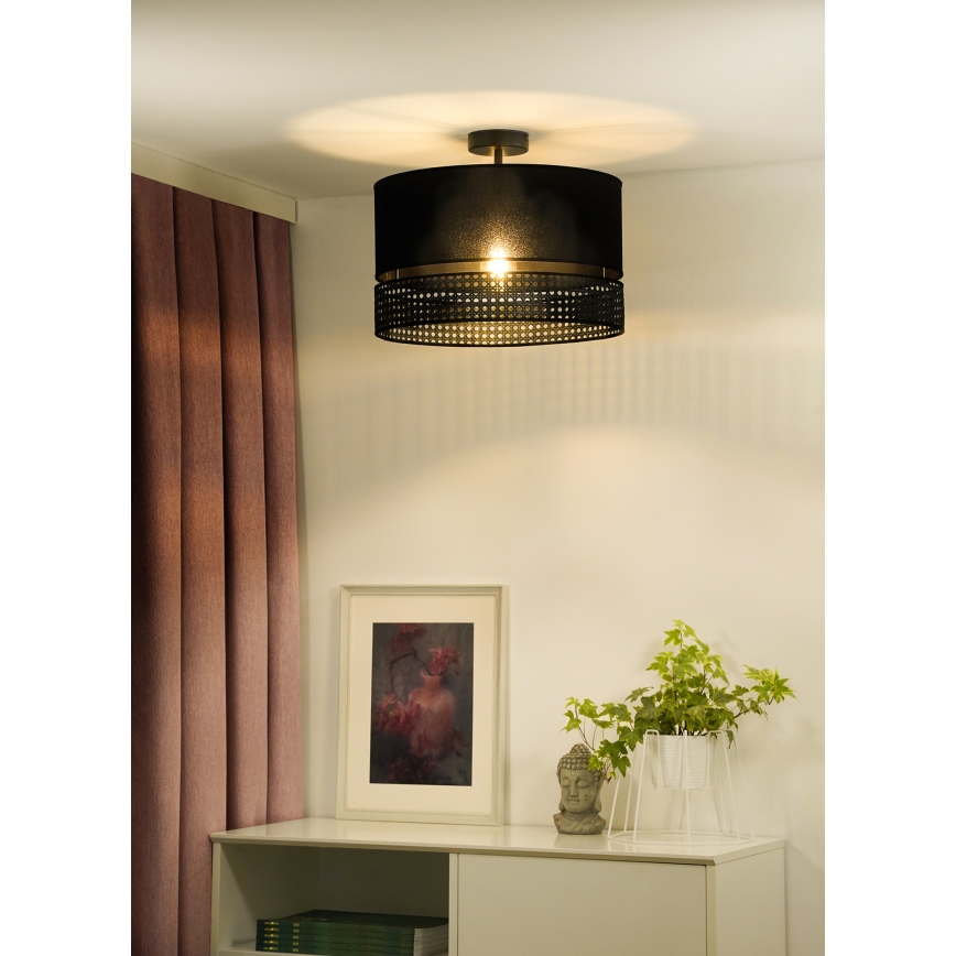 Duolla - Nadgradni luster DOUBLE RATTAN 1xE27/15W/230V pr. 40 cm crna