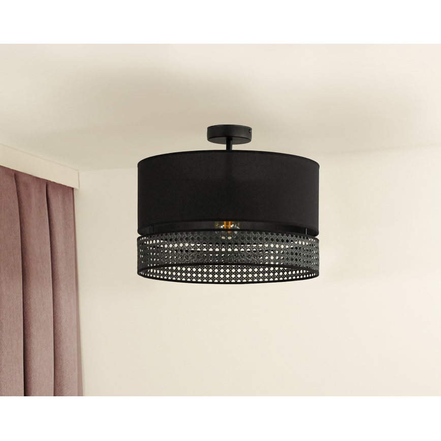 Duolla - Nadgradni luster DOUBLE RATTAN 1xE27/15W/230V pr. 40 cm crna