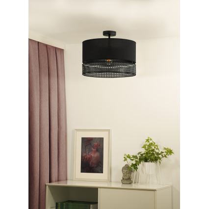 Duolla - Nadgradni luster DOUBLE RATTAN 1xE27/15W/230V pr. 40 cm crna