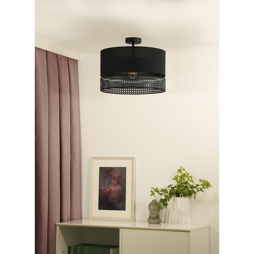 Duolla - Nadgradni luster DOUBLE RATTAN 1xE27/15W/230V pr. 40 cm crna