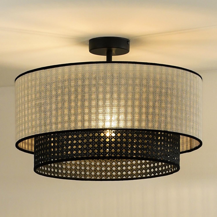 Duolla - Nadgradni luster RATTAN YUTE 1xE27/15W/230V pr. 45 cm krem/crna