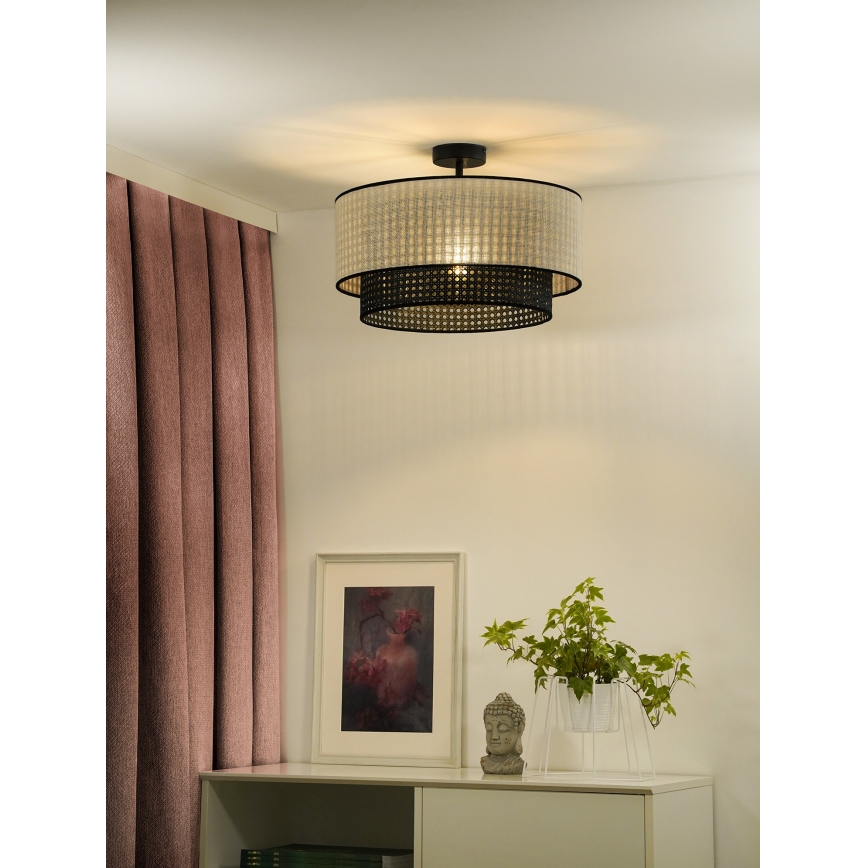 Duolla - Nadgradni luster RATTAN YUTE 1xE27/15W/230V pr. 45 cm krem/crna