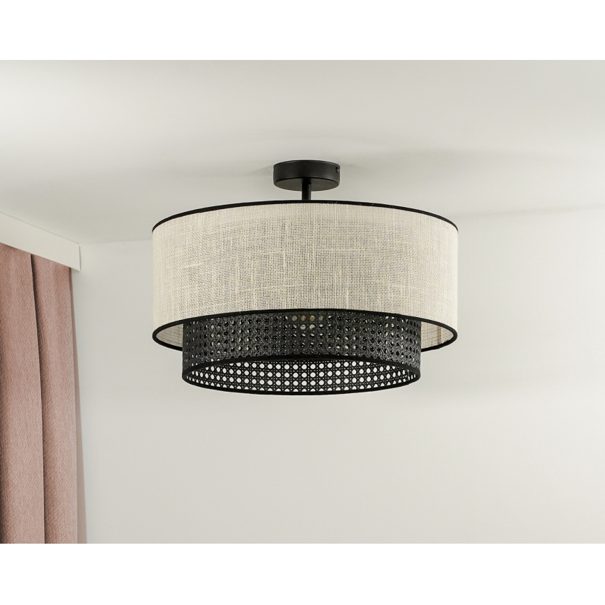 Duolla - Nadgradni luster RATTAN YUTE 1xE27/15W/230V pr. 45 cm krem/crna