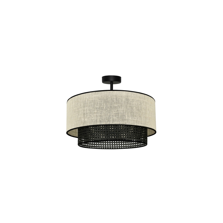 Duolla - Nadgradni luster RATTAN YUTE 1xE27/15W/230V pr. 45 cm krem/crna