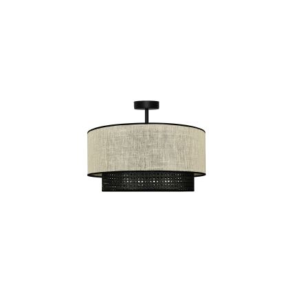 Duolla - Nadgradni luster RATTAN YUTE 1xE27/15W/230V pr. 45 cm krem/crna