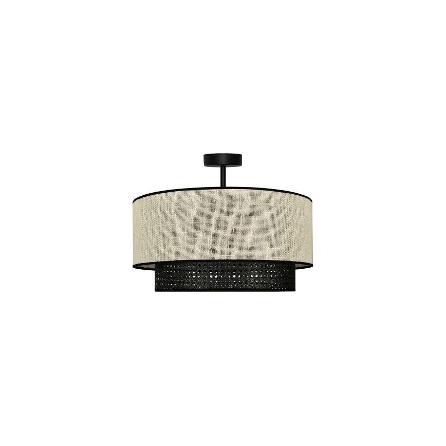 Duolla - Nadgradni luster RATTAN YUTE 1xE27/15W/230V pr. 45 cm krem/crna