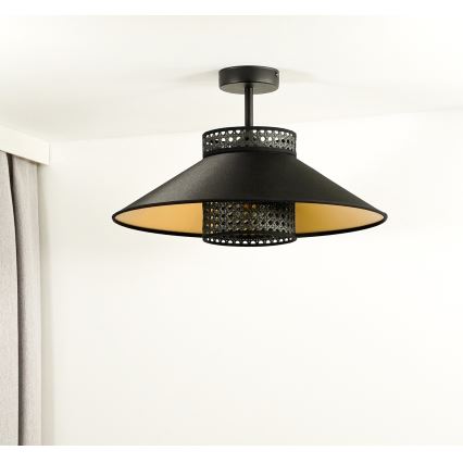 Duolla - Nadgradni luster RIO RATTAN 1xE27/15W/230V pr. 45 cm crna/zlatna