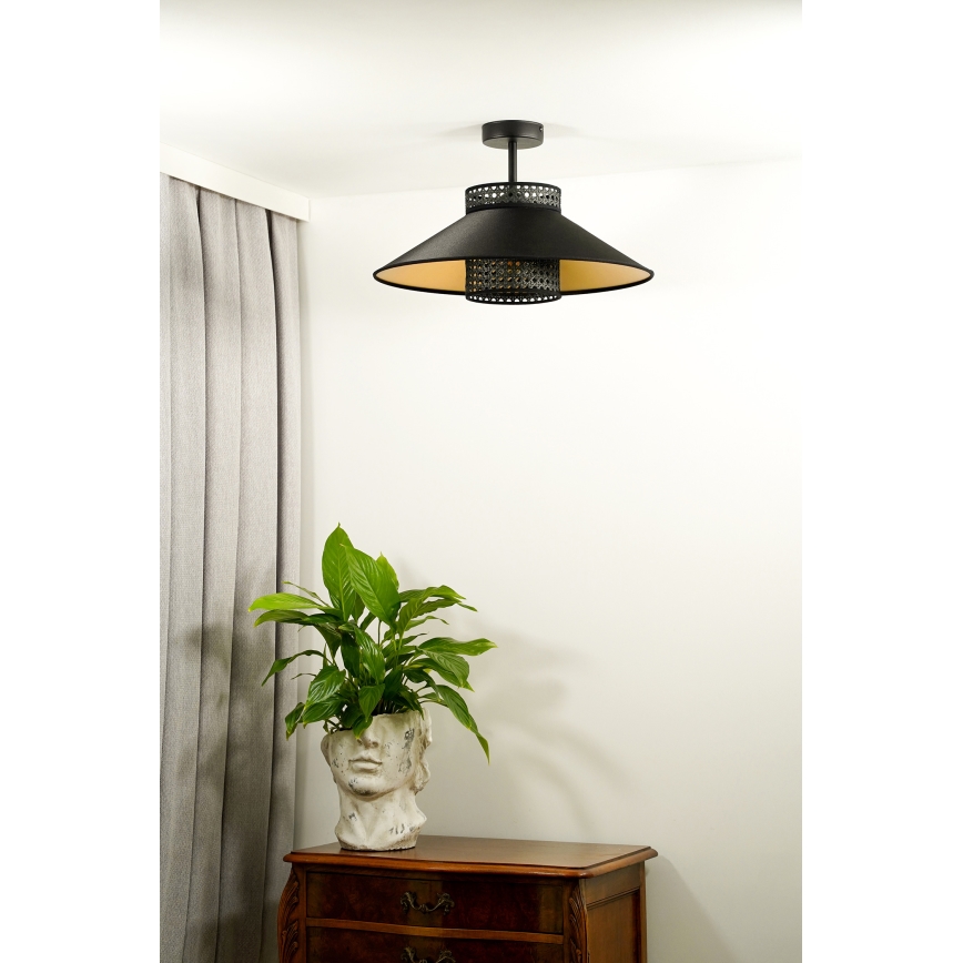 Duolla - Nadgradni luster RIO RATTAN 1xE27/15W/230V pr. 45 cm crna/zlatna