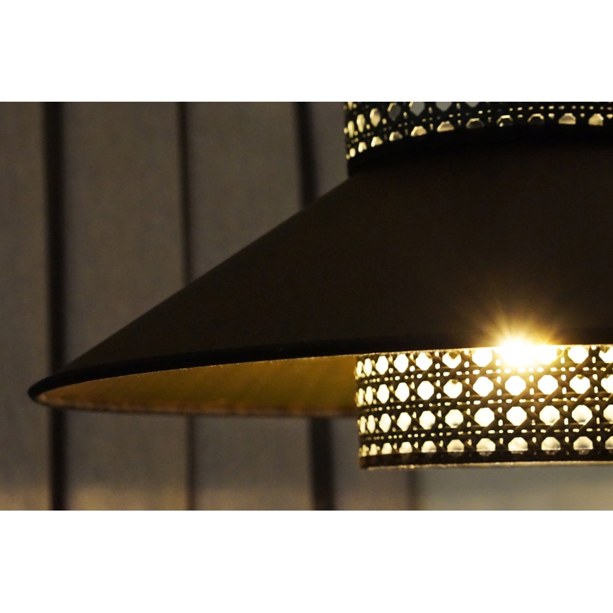 Duolla - Nadgradni luster RIO RATTAN 1xE27/15W/230V pr. 45 cm crna/zlatna