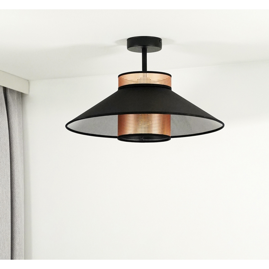 Duolla - Nadgradni luster RIO SHINY 1xE27/15W/230V pr. 45 cm crna/bakrena
