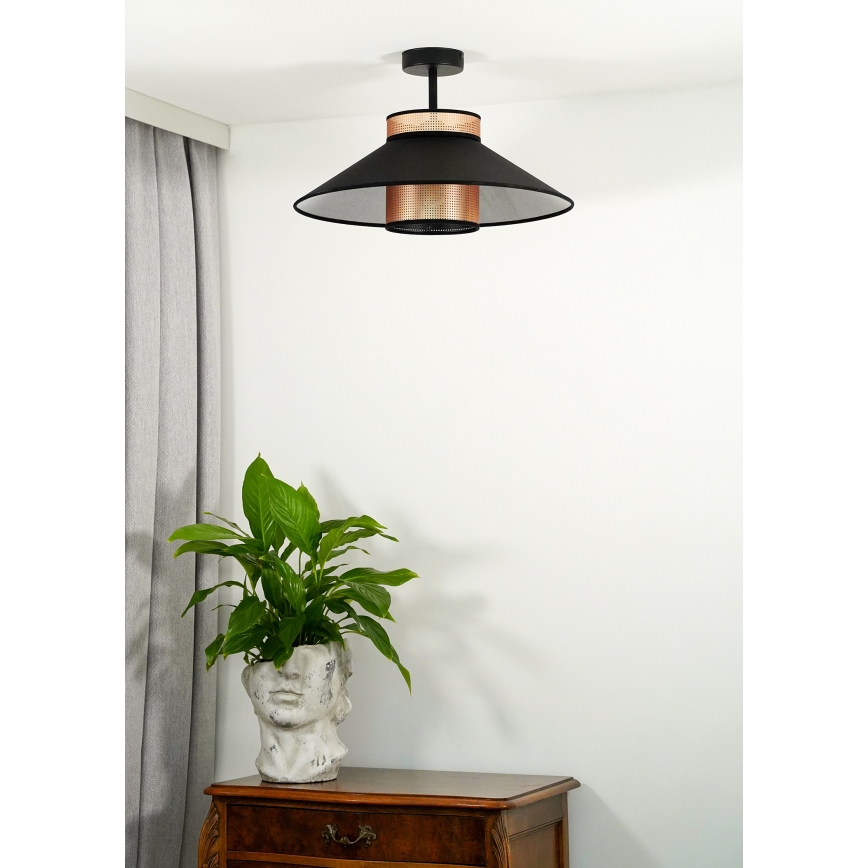 Duolla - Nadgradni luster RIO SHINY 1xE27/15W/230V pr. 45 cm crna/bakrena
