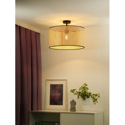 Duolla - Nadgradni luster ROLLER RATTAN 1xE27/15W/230V pr. 45 cm bež/crna