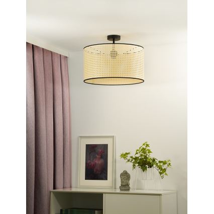 Duolla - Nadgradni luster ROLLER RATTAN 1xE27/15W/230V pr. 45 cm bež/crna