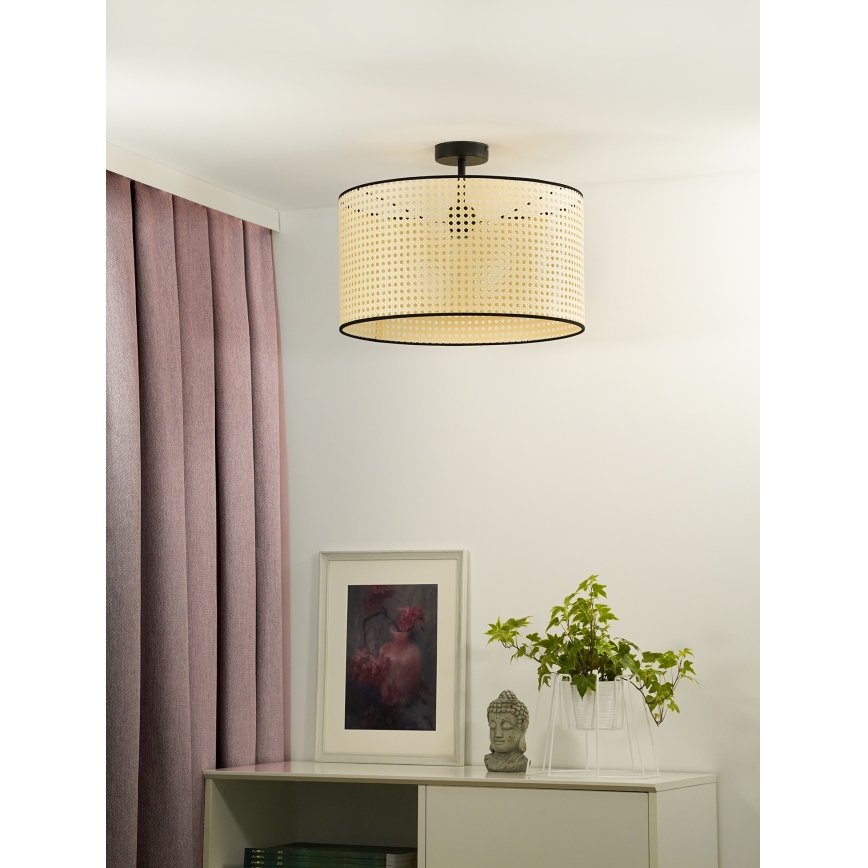 Duolla - Nadgradni luster ROLLER RATTAN 1xE27/15W/230V pr. 45 cm bež/crna