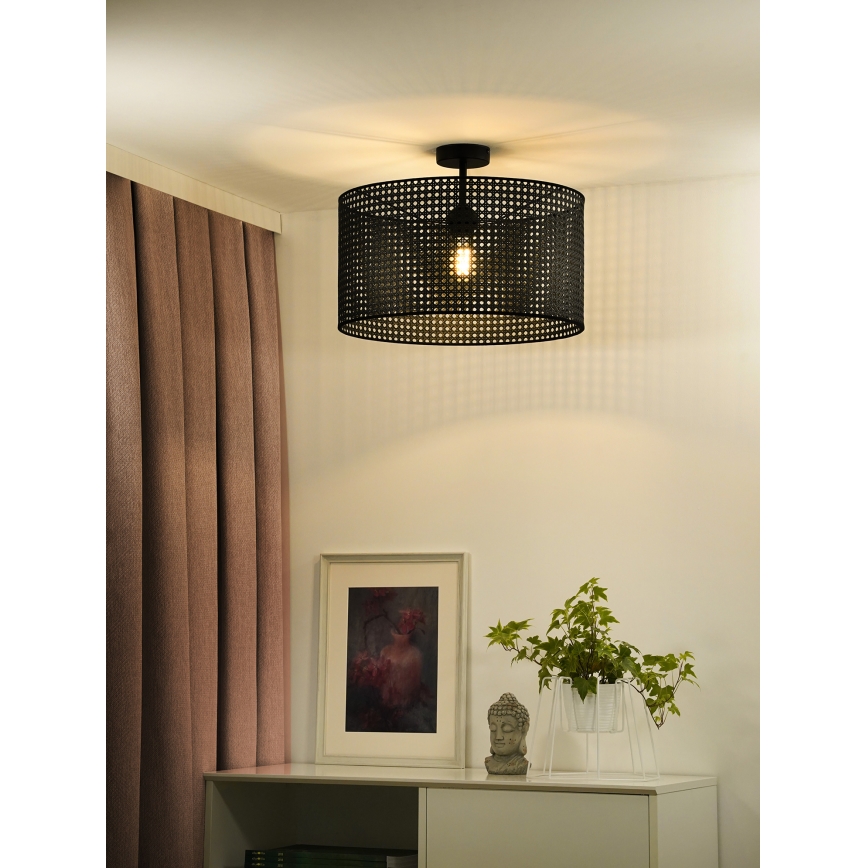 Duolla - Nadgradni luster ROLLER RATTAN 1xE27/15W/230V pr. 45 cm crna