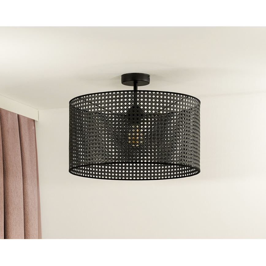 Duolla - Nadgradni luster ROLLER RATTAN 1xE27/15W/230V pr. 45 cm crna