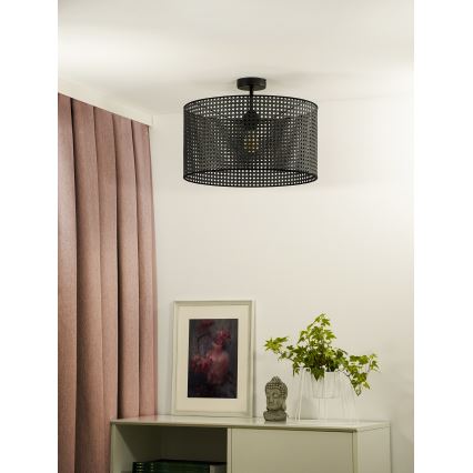 Duolla - Nadgradni luster ROLLER RATTAN 1xE27/15W/230V pr. 45 cm crna