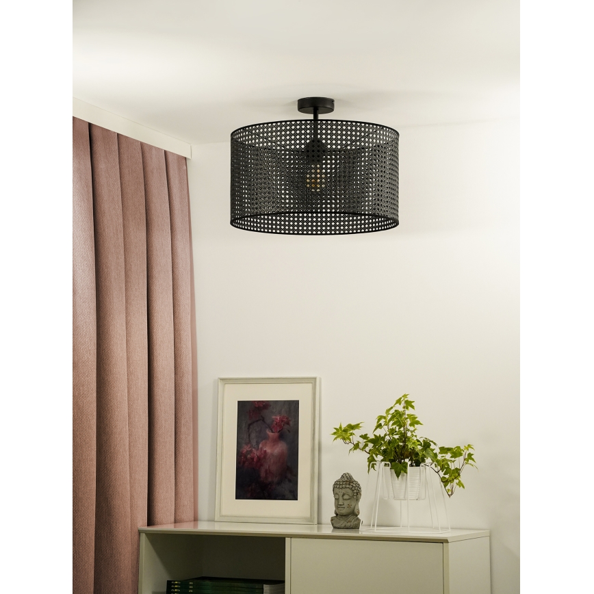 Duolla - Nadgradni luster ROLLER RATTAN 1xE27/15W/230V pr. 45 cm crna