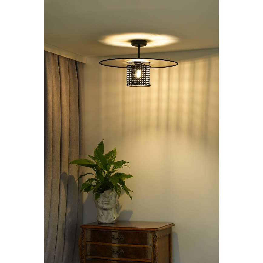 Duolla - Nadgradni luster TOKYO RATTAN 1xE27/15W/230V pr. 50 cm crna/srebrna