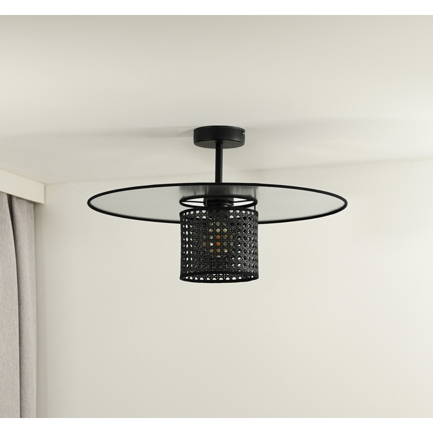 Duolla - Nadgradni luster TOKYO RATTAN 1xE27/15W/230V pr. 50 cm crna/srebrna