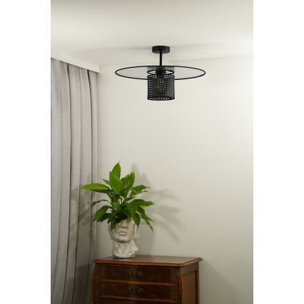 Duolla - Nadgradni luster TOKYO RATTAN 1xE27/15W/230V pr. 50 cm crna/srebrna