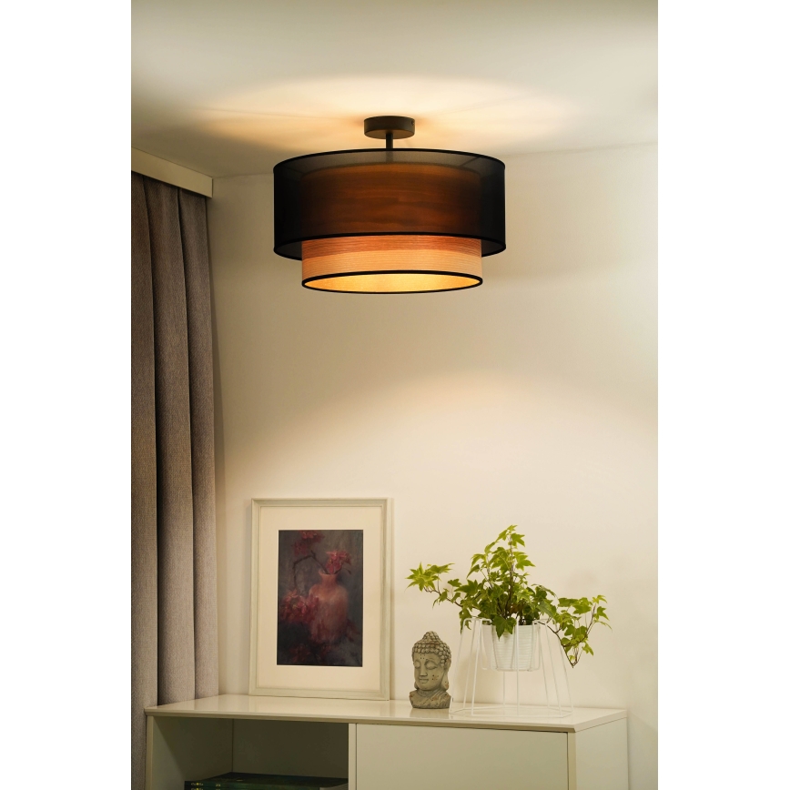 Duolla - Nadgradni luster WOOD BOHO 1xE27/15W/230V pr. 45 cm crna/bež
