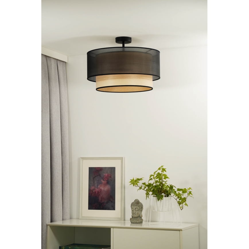 Duolla - Nadgradni luster WOOD BOHO 1xE27/15W/230V pr. 45 cm crna/bež