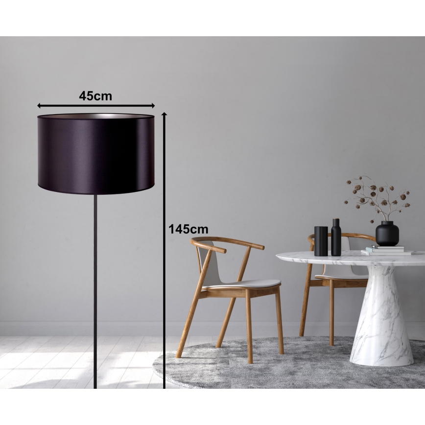 Duolla - Podna lampa CANNES 1xE27/15W/230V pr. 45 cm crna/srebrna