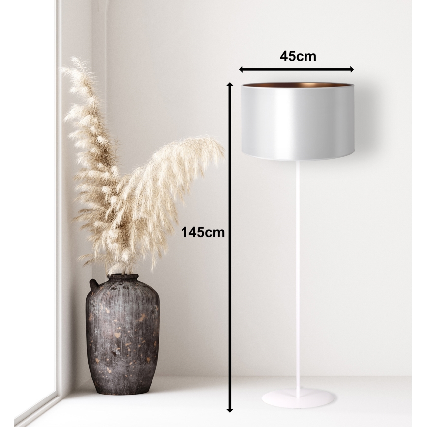Duolla - Podna lampa CANNES 1xE27/15W/230V pr. 45 cm srebrna/bakrena/bijela