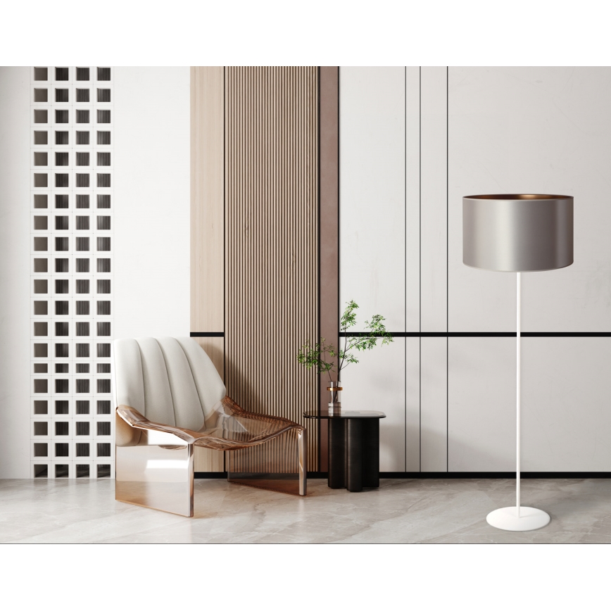 Duolla - Podna lampa CANNES 1xE27/15W/230V pr. 45 cm srebrna/bakrena/bijela