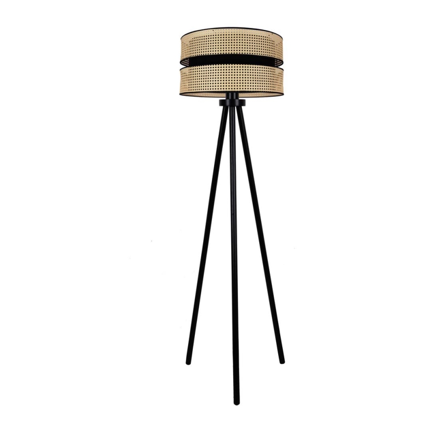 Duolla - Podna lampa DUO 1xE27/15W/230V pr. 40 cm ratan/crna