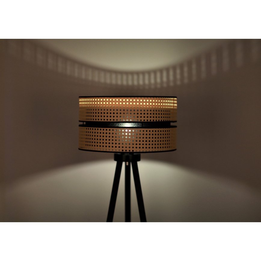 Duolla - Podna lampa DUO 1xE27/15W/230V pr. 40 cm ratan/crna