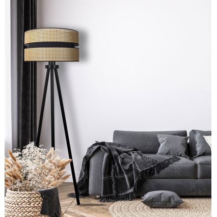 Duolla - Podna lampa DUO 1xE27/15W/230V pr. 40 cm ratan/crna