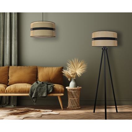 Duolla - Podna lampa DUO 1xE27/15W/230V pr. 40 cm ratan/crna