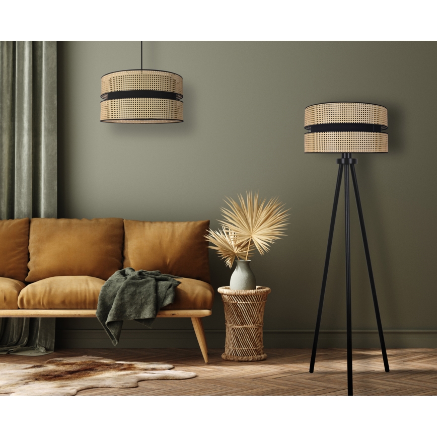 Duolla - Podna lampa DUO 1xE27/15W/230V pr. 40 cm ratan/crna