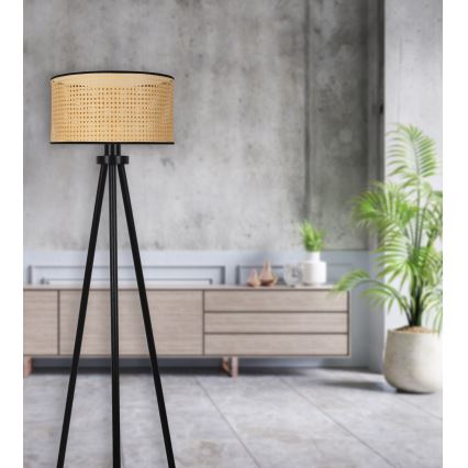 Duolla - Podna lampa ROLLER 1xE27/15W/230V pr. 45 cm ratan/crna