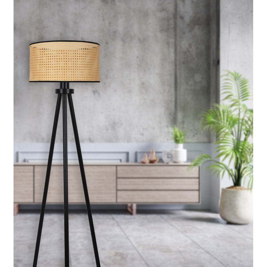 Duolla - Podna lampa ROLLER 1xE27/15W/230V pr. 45 cm ratan/crna