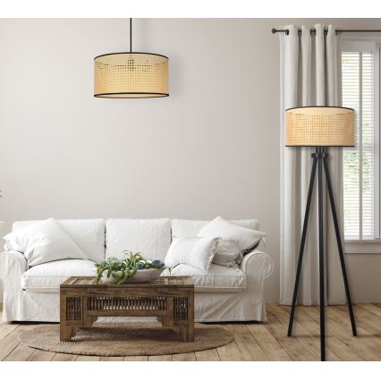 Duolla - Podna lampa ROLLER 1xE27/15W/230V pr. 45 cm ratan/crna