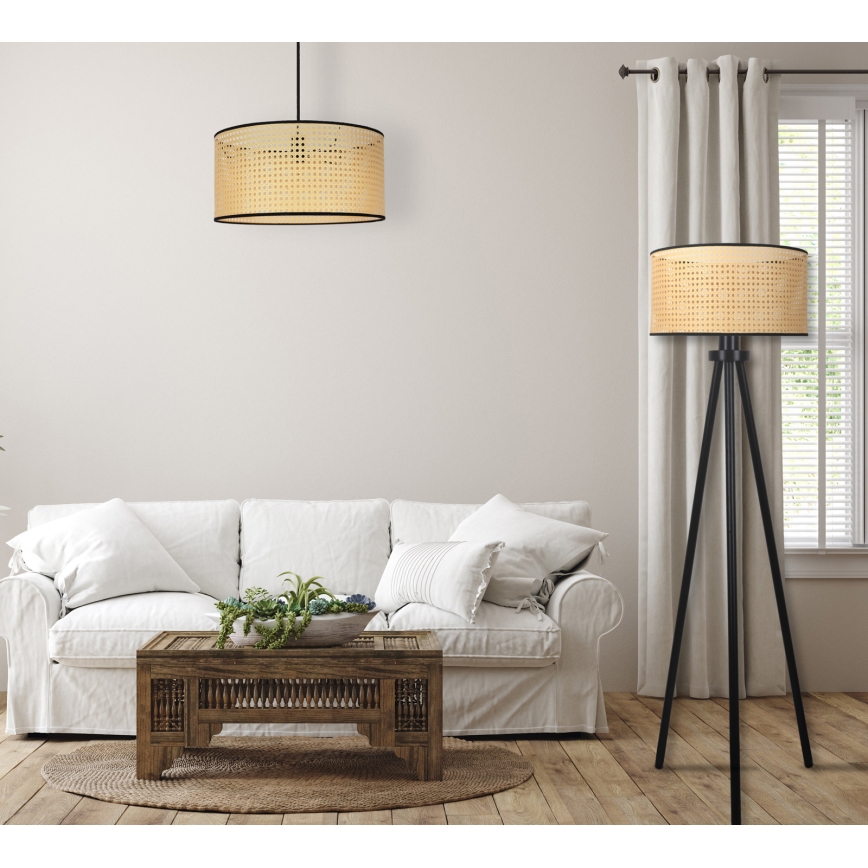 Duolla - Podna lampa ROLLER 1xE27/15W/230V pr. 45 cm ratan/crna