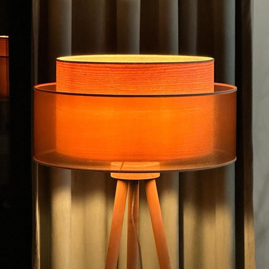 Duolla - Podna lampa WOOD BOHO 1xE27/15W/230V pr. 45 cm bakrena/smeđa/bež