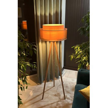 Duolla - Podna lampa WOOD BOHO 1xE27/15W/230V pr. 45 cm bakrena/smeđa/bež