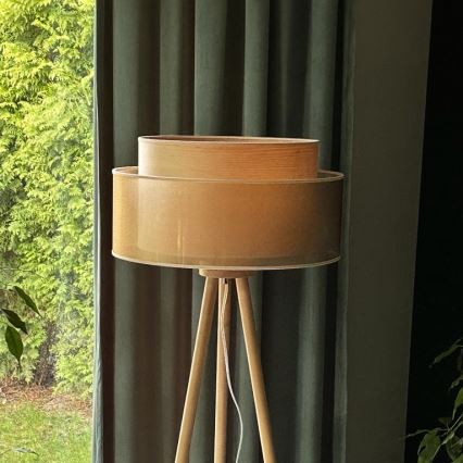 Duolla - Podna lampa WOOD BOHO 1xE27/15W/230V pr. 45 cm bakrena/smeđa/bež