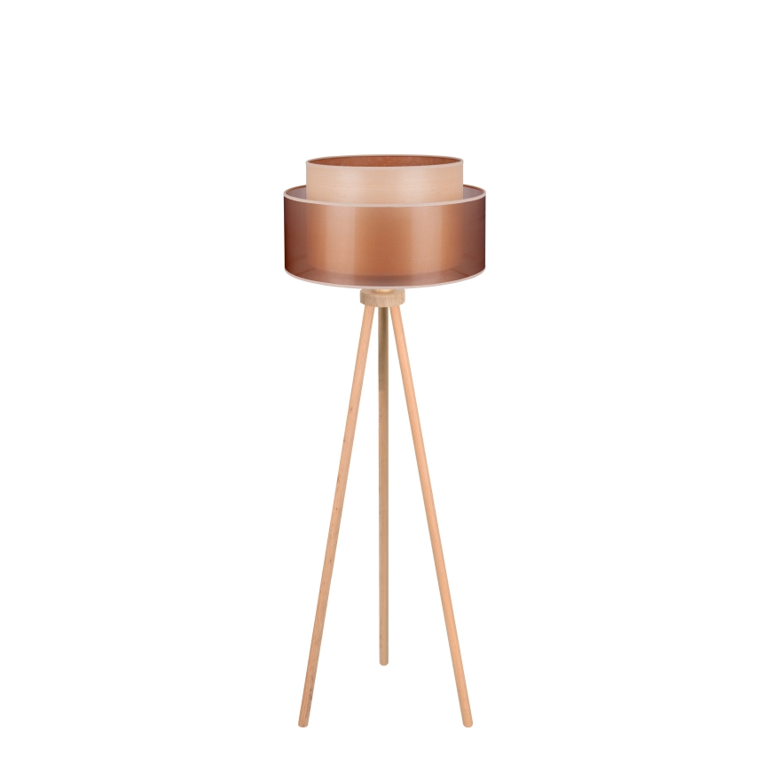 Duolla - Podna lampa WOOD BOHO 1xE27/15W/230V pr. 45 cm bakrena/smeđa/bež