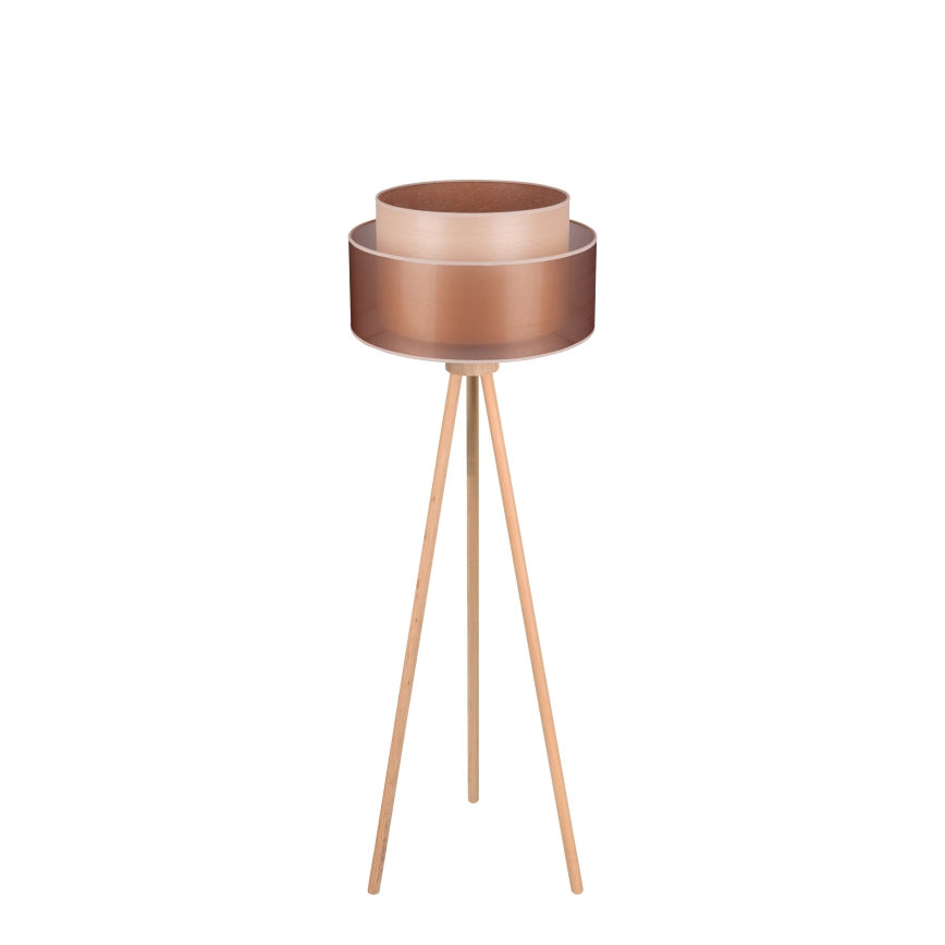 Duolla - Podna lampa WOOD BOHO 1xE27/15W/230V pr. 45 cm bakrena/smeđa/bež