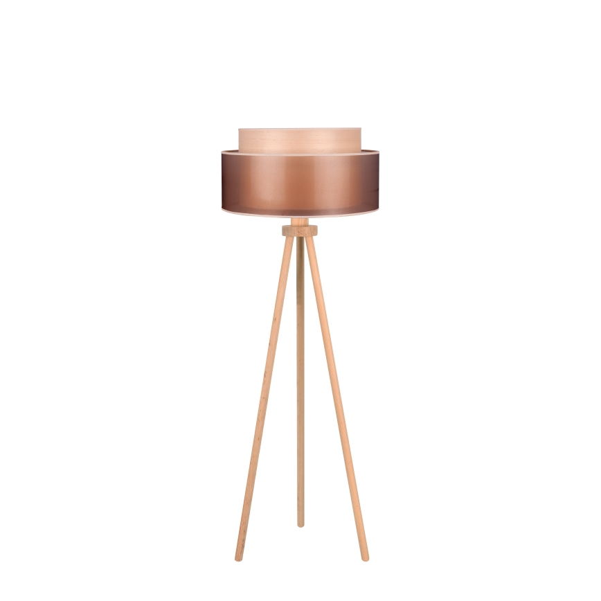 Duolla - Podna lampa WOOD BOHO 1xE27/15W/230V pr. 45 cm bakrena/smeđa/bež