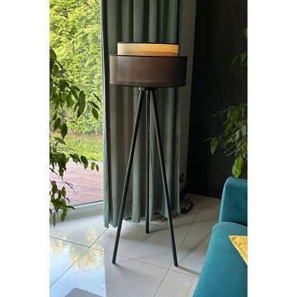 Duolla - Podna lampa WOOD BOHO 1xE27/15W/230V pr. 45 cm crna/bež