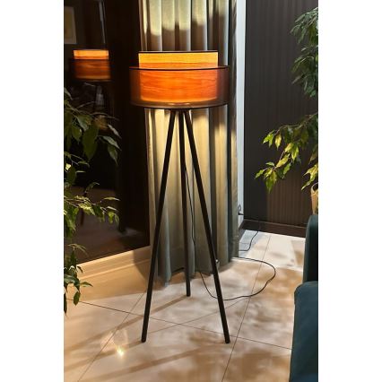 Duolla - Podna lampa WOOD BOHO 1xE27/15W/230V pr. 45 cm crna/bež