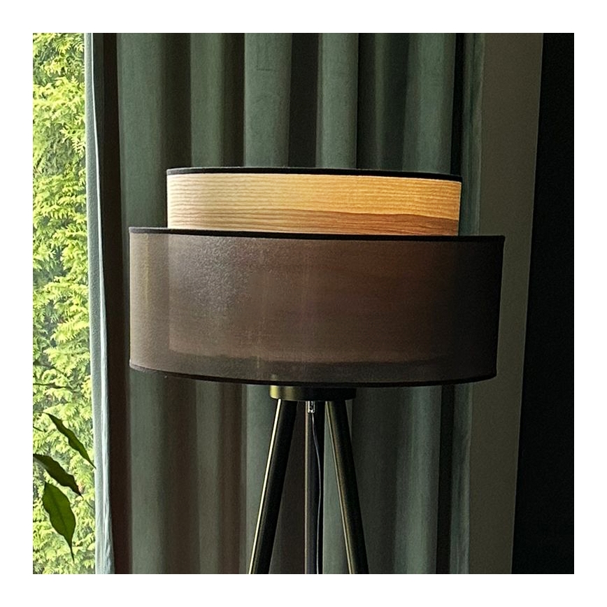 Duolla - Podna lampa WOOD BOHO 1xE27/15W/230V pr. 45 cm crna/bež