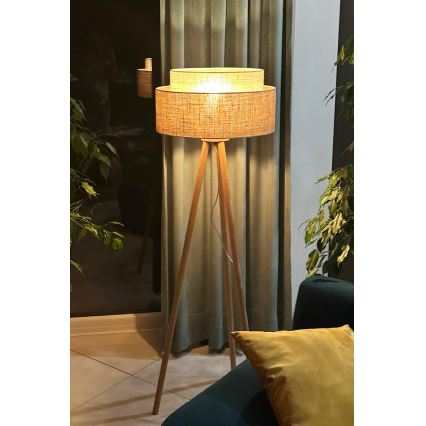 Duolla - Podna lampa YUTE BOHO 1xE27/15W/230V pr. 45 cm smeđa/krem