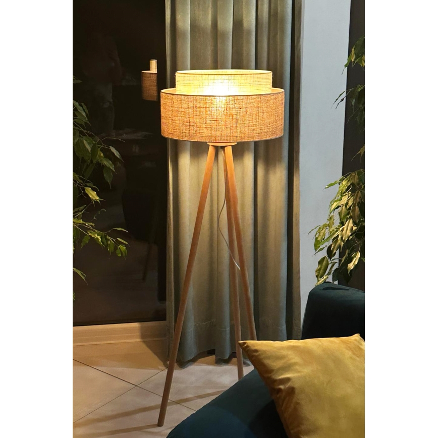 Duolla - Podna lampa YUTE BOHO 1xE27/15W/230V pr. 45 cm smeđa/krem